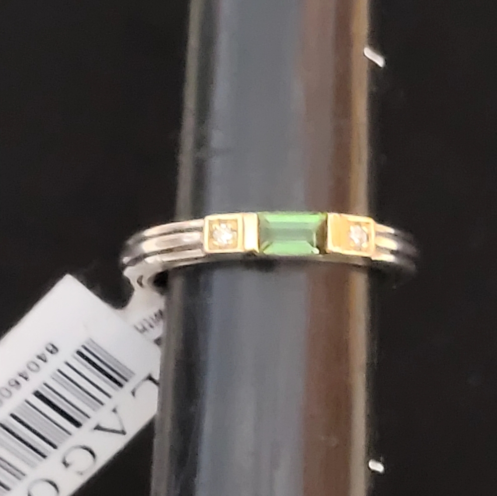 LAGOS Green Tourmaline and Diamond Stacking Ring 7